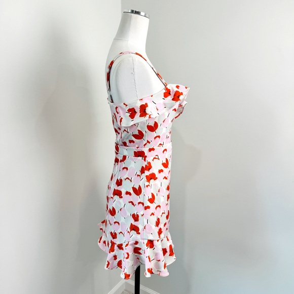 Black Halo Women's Tulip Ruffled Mini Spaghetti Strap Dress NWT Size 4 - Picture 2 of 9